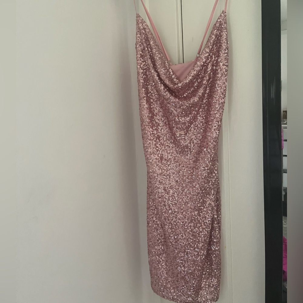 Forever 21 Gold and Pink Sequin Slip Dress
